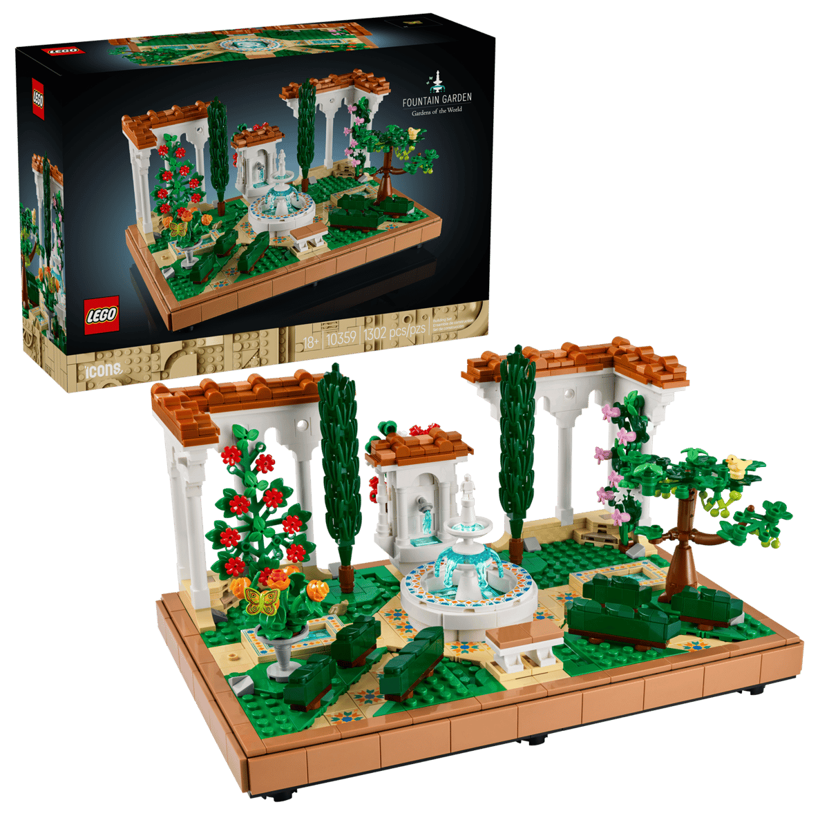 LEGO Icons 10359 Fountain Garden product image 1, provided for visual reference and product detail review