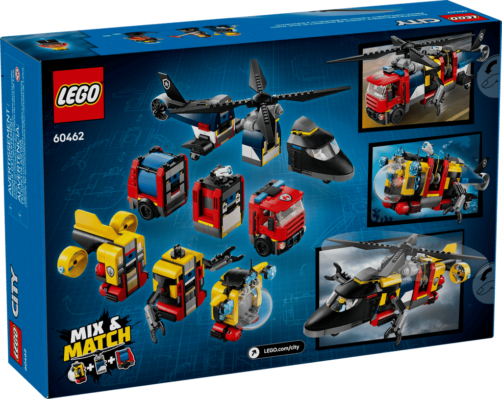 LEGO City 60462 Helicopter, Fire Truck & Submarine Remix product image 2, provided for visual reference and product detail