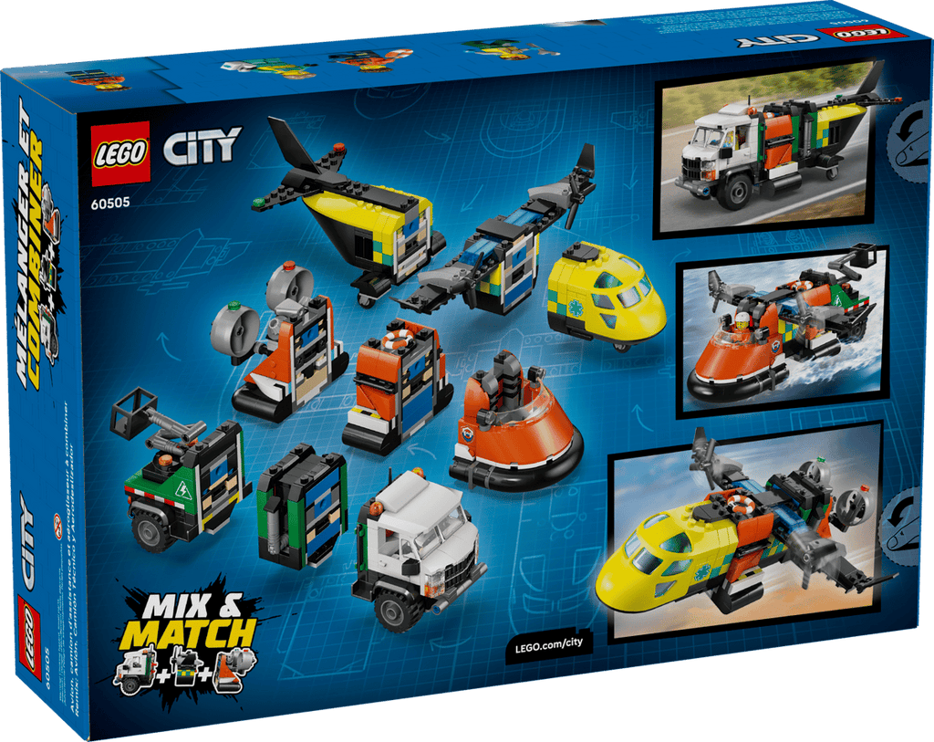 LEGO City 60505 Airplane, Service Truck & Hovercraft Remix product image 2, provided for visual reference and product detail