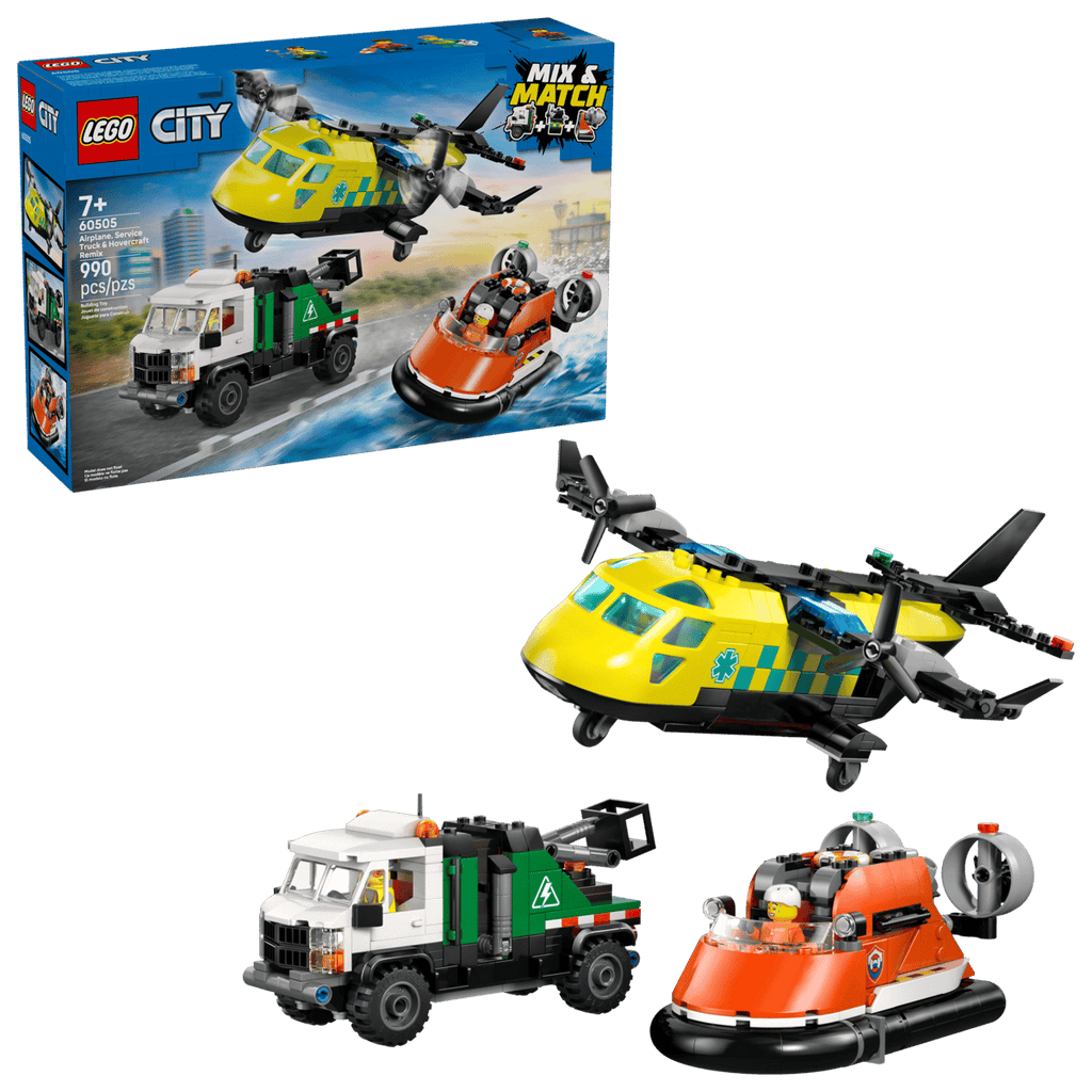 LEGO City 60505 Airplane, Service Truck & Hovercraft Remix product image 1, provided for visual reference and product detail