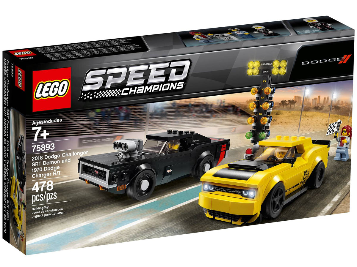 LEGO Speed Champions 75893 2018 Dodge Challenger SRT Demon and 1970 Dodge Charger R/T product image 1, provided for visual