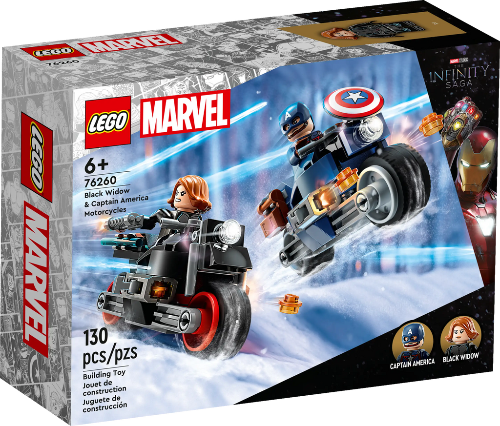 LEGO Marvel 76260 Black Widow & Captain America Motorcycles product image 1, provided for visual reference and product