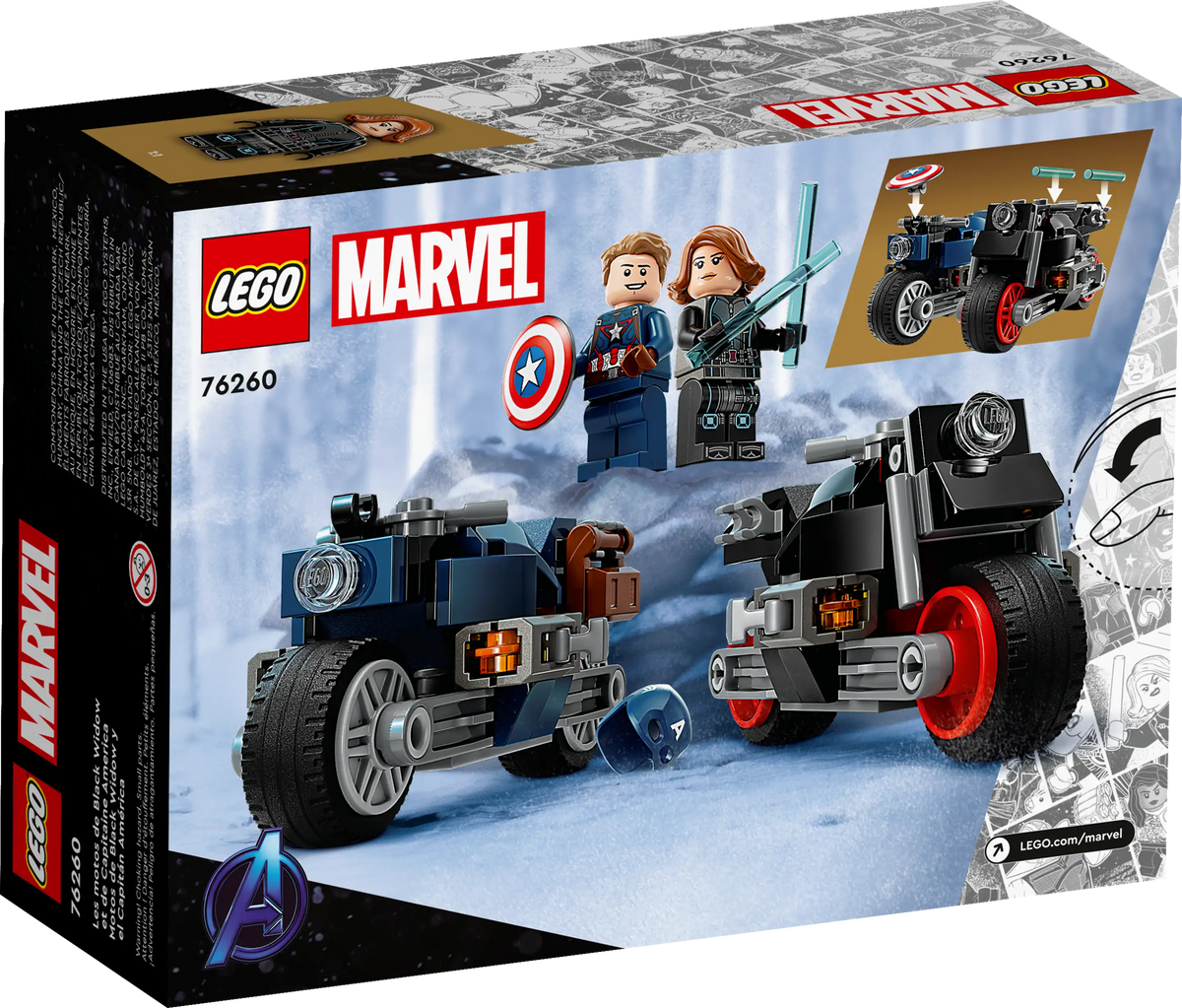 LEGO Marvel 76260 Black Widow & Captain America Motorcycles product image 2, provided for visual reference and product