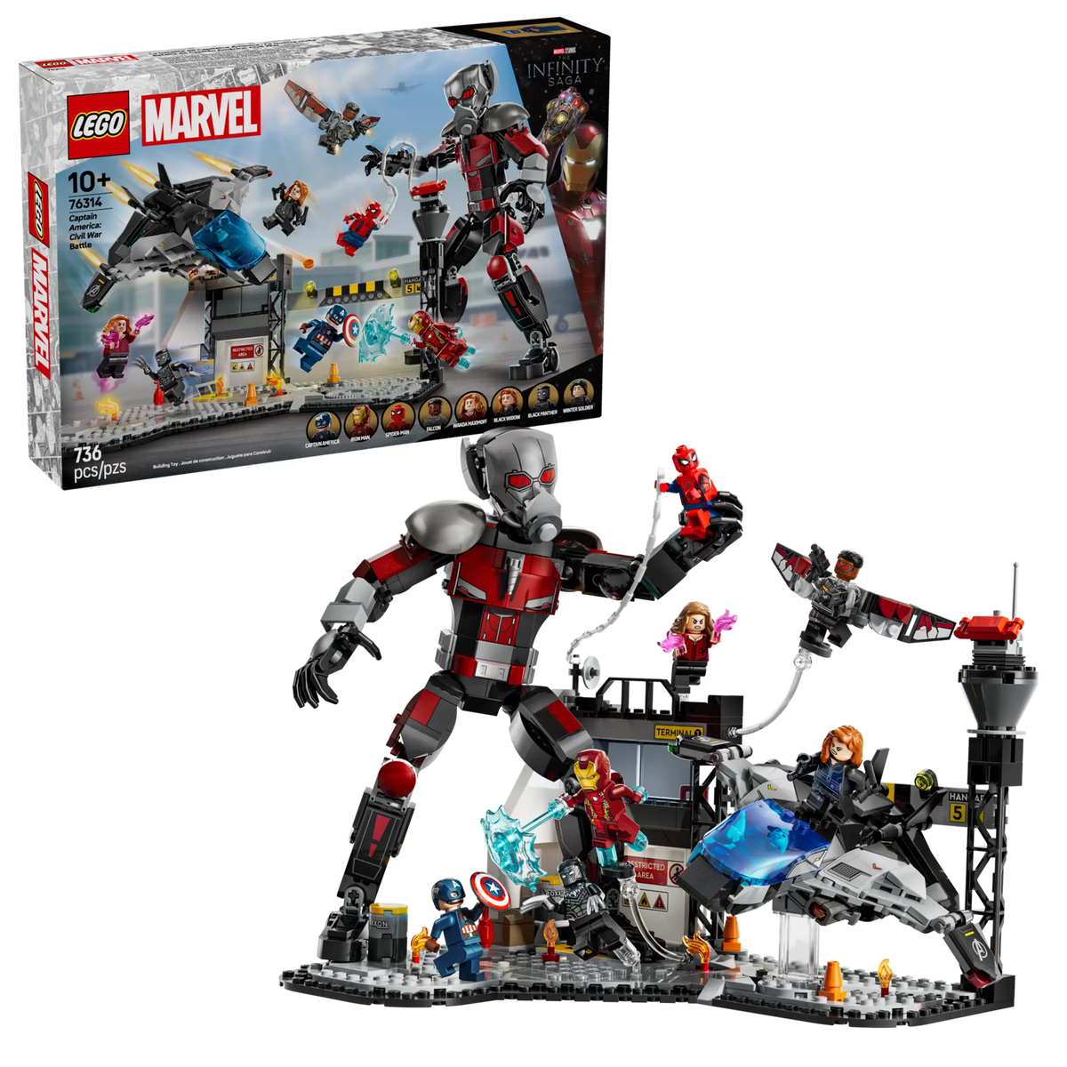 LEGO Marvel 76314 Captain America: Civil War Battle product image 1, provided for visual reference and product detail review