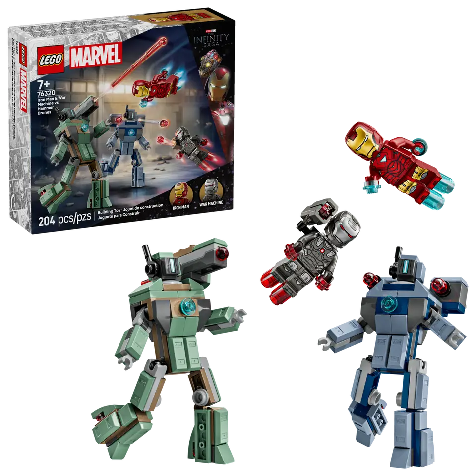 LEGO Marvel 76320 Iron Man & War Machine vs. Hammer Drones product image 1, provided for visual reference and product detail