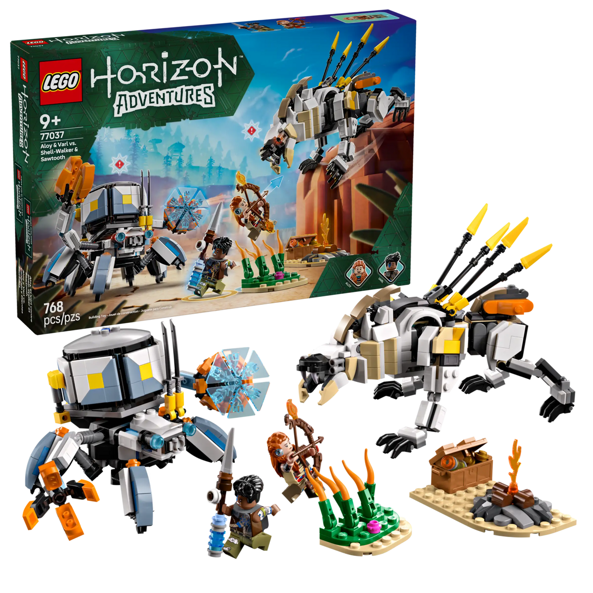 LEGO Horizon Adventures 77037 Aloy & Varl vs. Shell-Walker & Sawtooth product image 1, provided for visual reference and