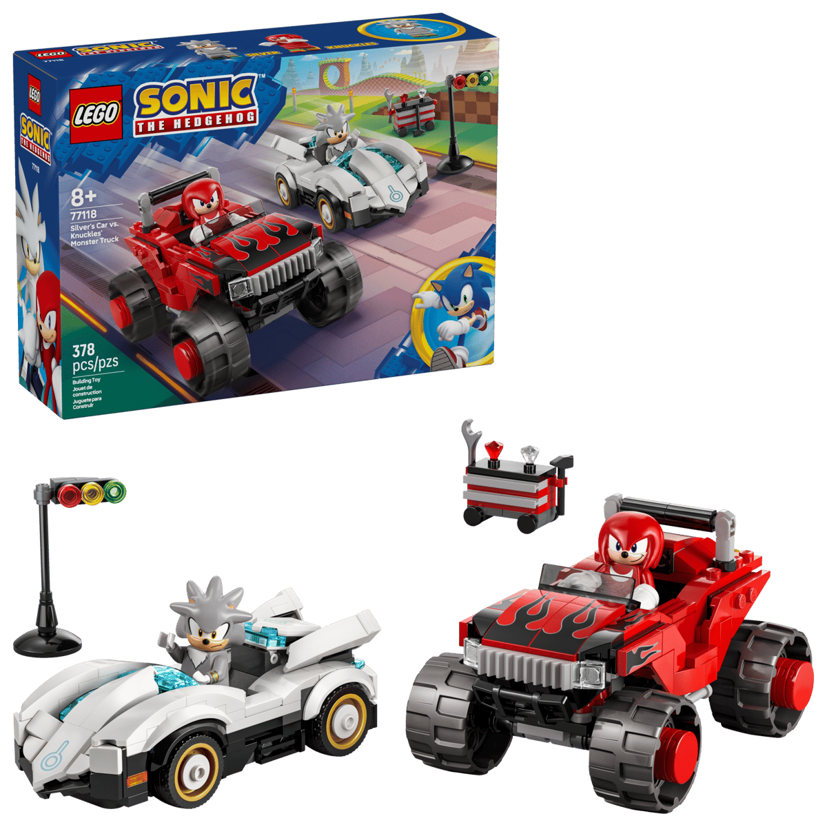 LEGO Sonic The Hedgehog 77118 Silver's Car vs. Knuckles' Monster Truck product image 1, provided for visual reference and