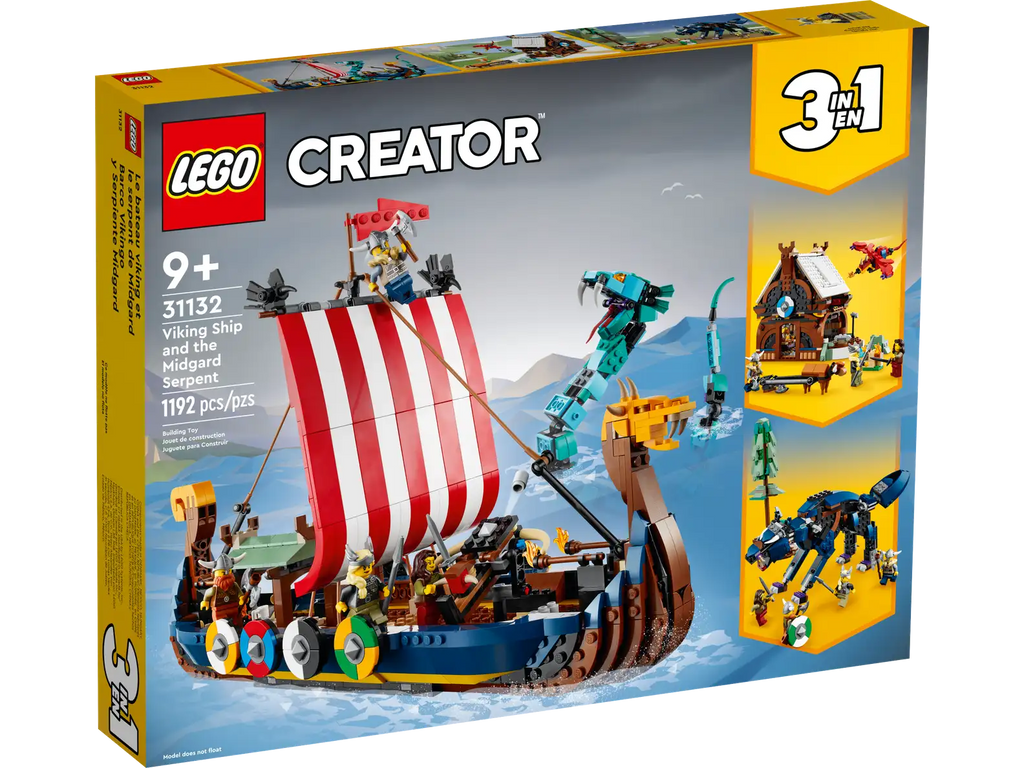 LEGO Creator 3in1 31132 Viking Ship and The Midgard Serpent product image 1, provided for visual reference and product