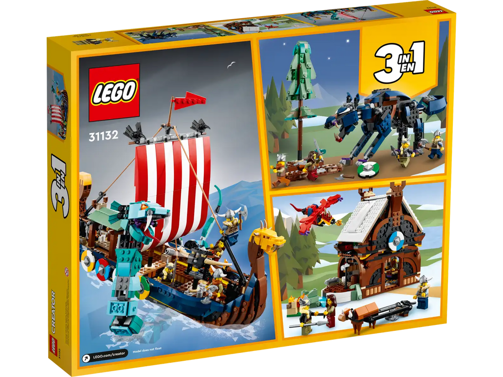 LEGO Creator 3in1 31132 Viking Ship and The Midgard Serpent product image 2, provided for visual reference and product