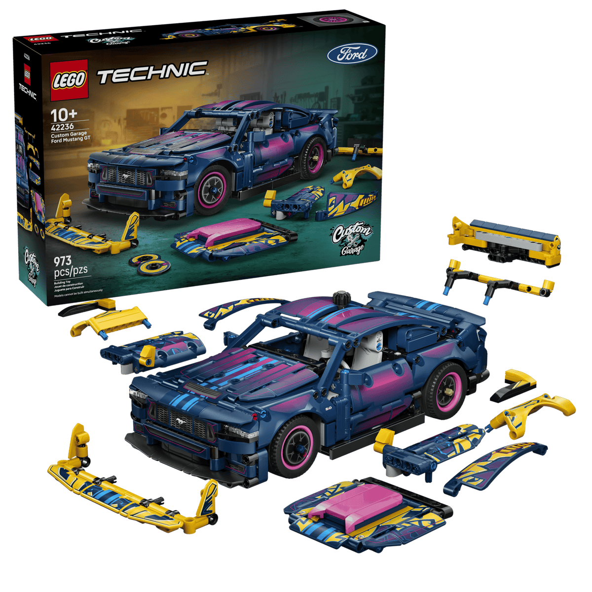 LEGO® Technic™ #42236 Custom Garage Ford Mustang GT Car product image 1, provided for visual reference and product detail