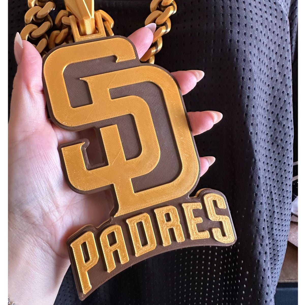 San Diego Baseball 3D Printed Statement Chain & Pendant product image 2, provided for visual reference and product detail
