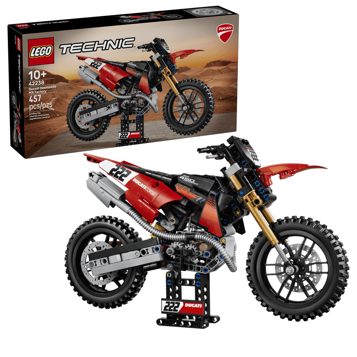 LEGO® Technic™ #42238 Ducati Desmo450 MX Factory Motorcycle product image 1, provided for visual reference and product