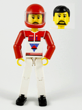Technic Figure White Legs, White Top with Red Vest, Red Arms, Black Hair, Red Helmet (tech036a) product image 1, provided