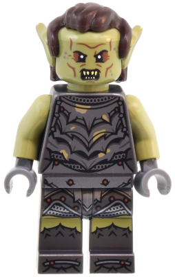 Orc - Olive Green Head, Pearl Dark Gray Armor with Dirt Splotches, Dark Brown Hair (lor135) product image 1, provided for