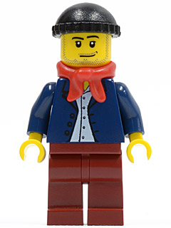 Dark Blue Jacket, Light Blue Shirt, Dark Red Legs, Red Bandana, Black Knit Cap (twn148) product image 1, provided for visual