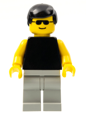 Plain Black Torso with Yellow Arms, Light Gray Legs, Sunglasses, Black Male Hair (pln013) product image 1, provided for