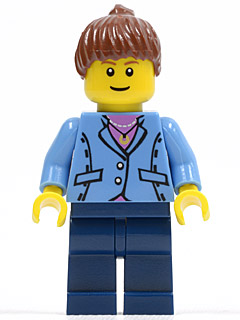 Medium Blue Jacket, Dark Blue Legs, Reddish Brown Ponytail Hair (twn044) product image 1, provided for visual reference and