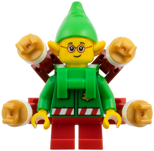 Elf - Green Jacket with Christmas Trees, Bright Green Neck Bracket with Robot Arms (hol385) product image 1, provided for