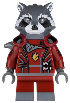 Rocket Raccoon - Dark Red Outfit, Dark Bluish Gray Head (sh0090) product image 1, provided for visual reference and product