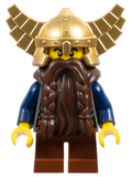 Fantasy Era - Dwarf, Dark Brown Beard, Metallic Gold Helmet with Wings, Dark Blue Arms, Dual Sided Head (cas430) product
