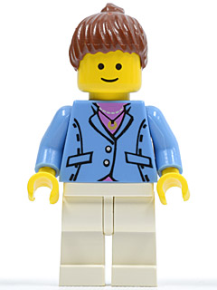 Medium Blue Jacket, White Legs, Reddish Brown Ponytail Hair (twn031) product image 1, provided for visual reference and