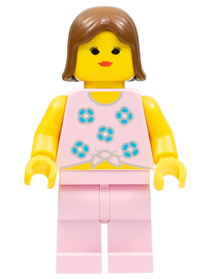 Blue Flowers - Pink Legs, Brown Female Hair (par008) product image 1, provided for visual reference and product detail review