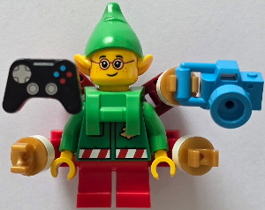 Elf - Green Jacket with Christmas Trees, Bright Green Neck Bracket with Robot Arms and Utensils (hol385a) product image 1,