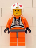 Luke Skywalker - Pilot Suit, Simple Torso and Helmet, Dark Bluish Gray Hips, Yellow Head (sw0019a) product image 1, provided