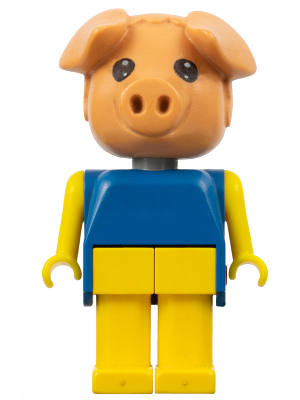 Fabuland Pig - Percy Pig, Yellow Legs and Arms, Blue Top (fab11a) product image 1, provided for visual reference and product