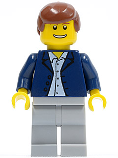 Dark Blue Jacket, Light Blue Shirt, Light Bluish Gray Legs, Reddish Brown Male Hair (twn053) product image 1, provided for