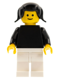 Plain Black Torso with Black Arms, White Legs, Black Pigtails Hair (pln022) product image 1, provided for visual reference