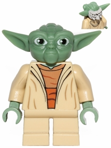 Yoda - Clone Wars, Light Bluish Gray Hair, Torso with Back Print (sw0446a) product image 1, provided for visual reference