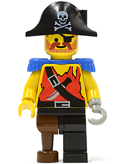 Pirate Shirt with Knife, Black Leg with Peg Leg, Black Pirate Hat with Skull, Blue Epaulettes (pi023) product image 1,
