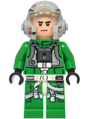 Rebel Pilot A-wing - Green Jumpsuit with Dark Bluish Gray Vest (sw1510) product image 1, provided for visual reference and