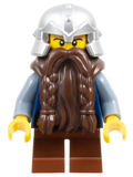Fantasy Era - Dwarf, Dark Brown Beard, Metallic Silver Helmet with Studded Bands, Sand Blue Arms (cas393) product image 1,