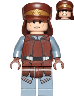 Naboo Security Officer - Reddish Brown and Sand Blue Uniform, Light Nougat Head, Hat with Neck Protector (sw0638) product
