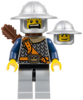 Fantasy Era - Crown Knight Scale Mail with Chest Strap, Helmet with Broad Brim, Dual Sided Head, Light Bluish Gray Legs,