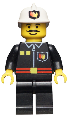 Fire - Flame Badge and 2 Buttons, Black Legs, White Fire Helmet with Fire Logo (firec009) product image 1, provided for