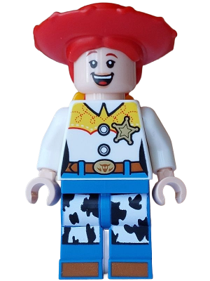Jessie - Normal Legs, Minifigure Head and Bow, Printed Dark Orange Boot Tips, Sheriff Star Badge (dis193) product image 1,