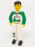 Technic Figure White Legs, White Torso with Black 'RESCUE' and Green Belt, Green Arms - With Sticker (tech022s) product