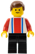 Vertical Lines Red & Blue - Red Arms - Black Legs, Brown Male Hair (ver003) product image 1, provided for visual reference