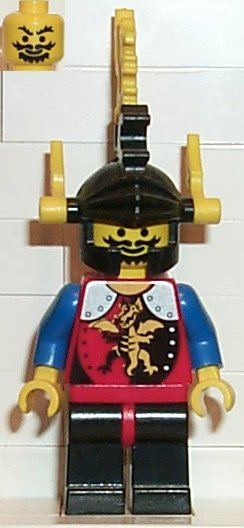 Dragon Knights - Knight 2, Black Legs with Red Hips, Black Dragon Helmet, Yellow Plumes (cas018) product image 1, provided