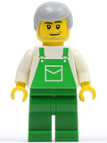 Overalls Green with Pocket, Green Legs, Light Bluish Gray Male Hair (ovr032) product image 1, provided for visual reference
