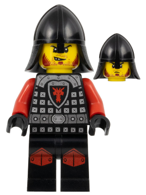 Castle - Dragon Knight Scale Mail with Dragon Shield and Shoulder Armor, Knee Pads, Helmet with Neck Protector, Angry Scowl