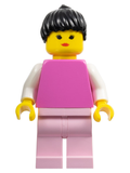 Plain Dark Pink Torso with White Arms, Pink Legs, Black Ponytail Hair (fre003) product image 1, provided for visual