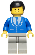 Suit with 3 Buttons Blue - Light Gray Legs, Black Male Hair (trn070) product image 1, provided for visual reference and