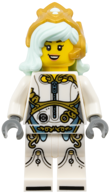 Astrid - White Outfit, Light Aqua Hair, Gold Crown (drm093) product image 1, provided for visual reference and product