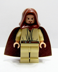 Qui-Gon Jinn - Light Nougat Head with Black Chin Dimple, Brown Hood and Cape (sw0172a) product image 1, provided for visual
