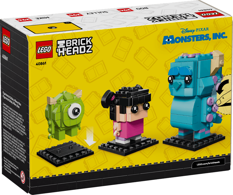 LEGO BrickHeadz 40861 Monsters Inc Sulley, Mike and Boo Figures product image 2, provided for visual reference and product