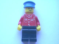 Shirt with 4 Buttons (sticker) - Red - Black Legs, Blue Hat (but033) product image 1, provided for visual reference and